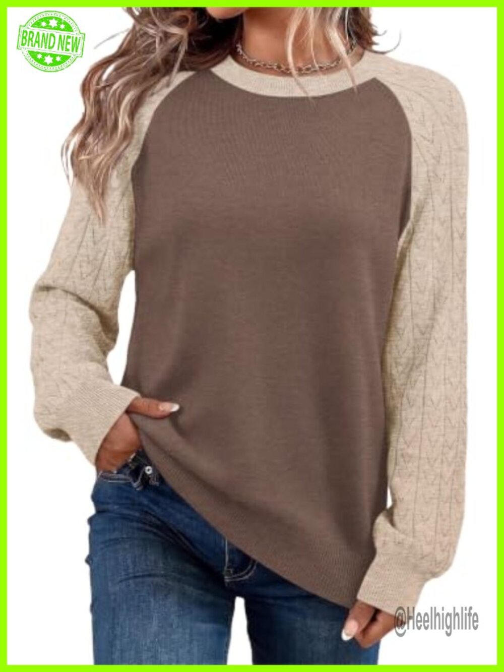 WIHOLL Womens Lightweight Knit Sweater Hollow Out Sleeve Crew Neck Pullover